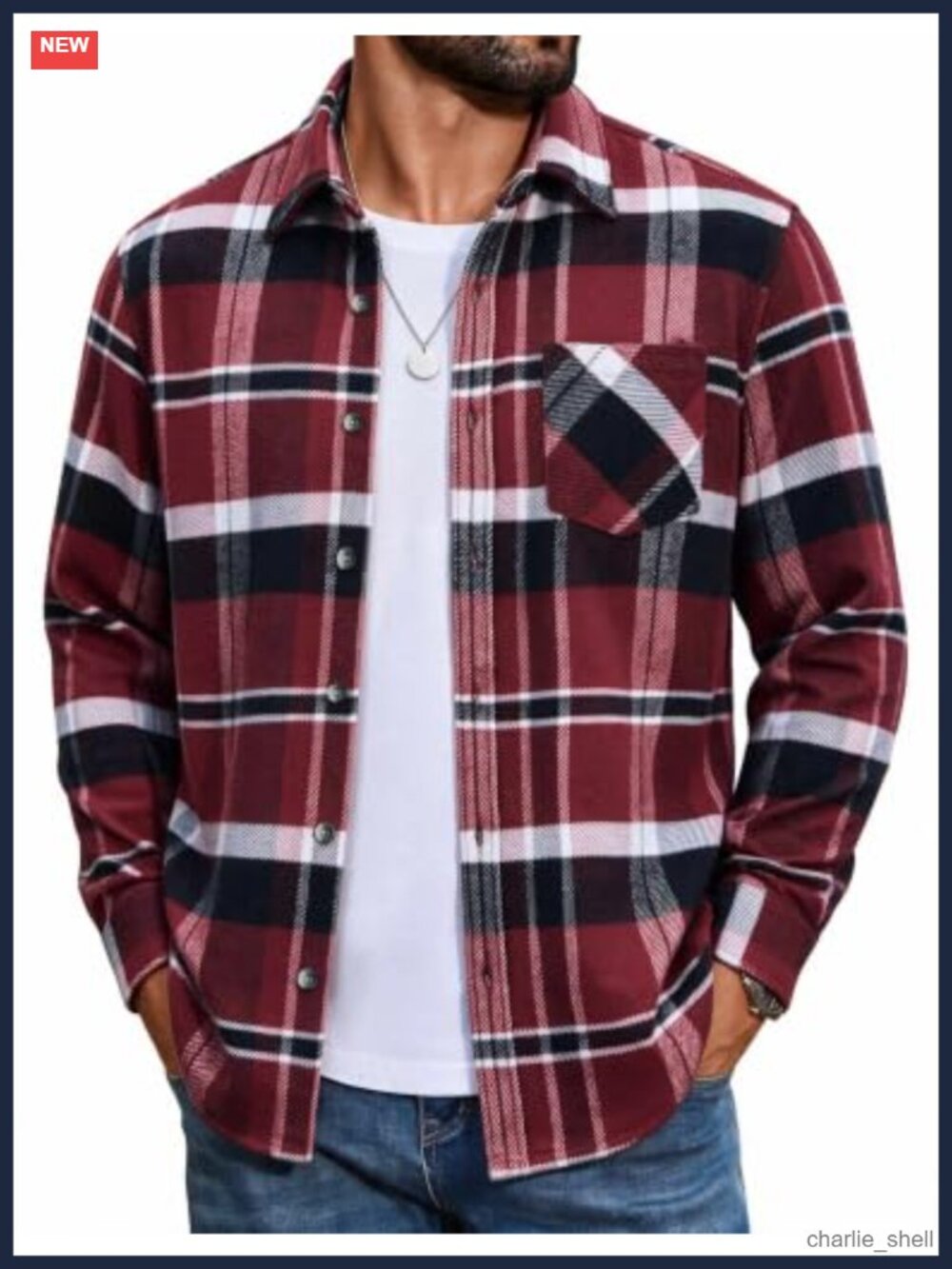 Mens 12oz Heavyweight Flannel Shirt Jacket Plaid Button Down Long Sleeve